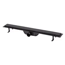 Трап Qtap Dry Tile304-800MBLA лінійний з сухим закривом та нержавіючою решіткою 800х70