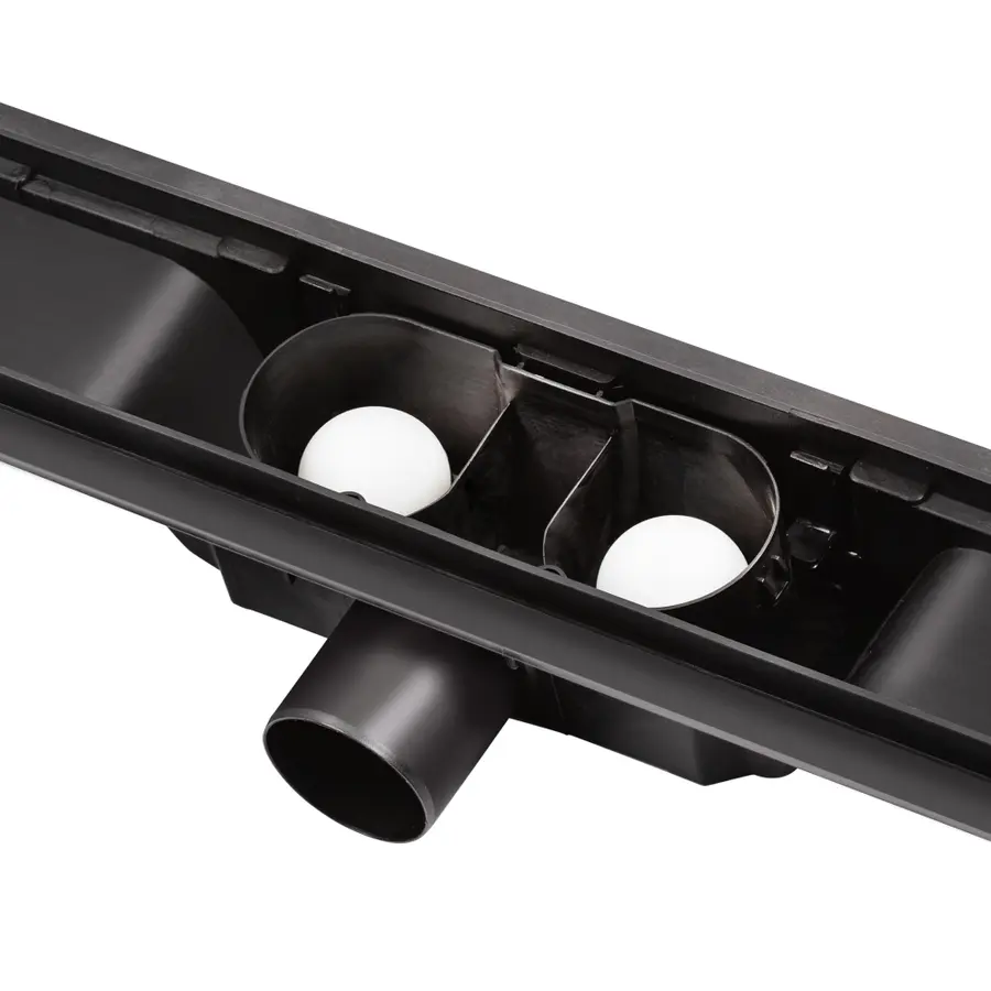 Трап Qtap Dry Tile304-800MBLA лінійний з сухим закривом та нержавіючою решіткою 800х70