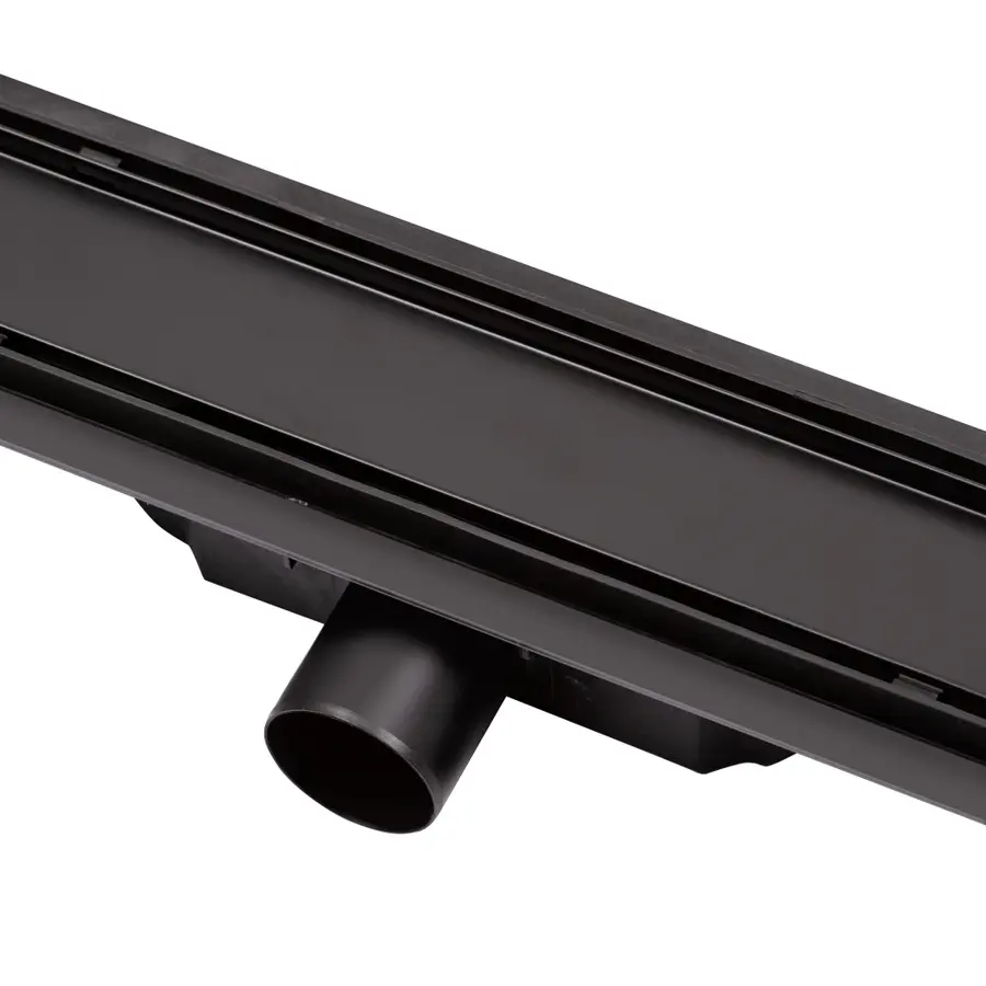 Трап Qtap Dry Tile304-800MBLA лінійний з сухим закривом та нержавіючою решіткою 800х70