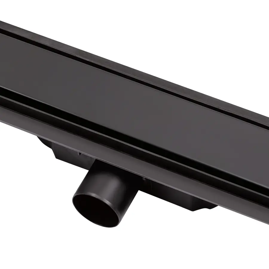 Трап Qtap Dry Tile304-800MBLA лінійний з сухим закривом та нержавіючою решіткою 800х70