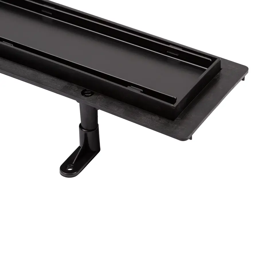 Трап Qtap Dry Tile304-800MBLA лінійний з сухим закривом та нержавіючою решіткою 800х70