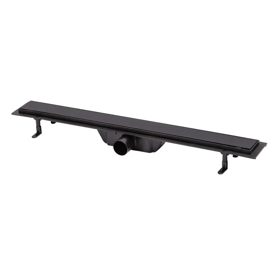 Трап Qtap Dry Tile304-800MBLA лінійний з сухим закривом та нержавіючою решіткою 800х70