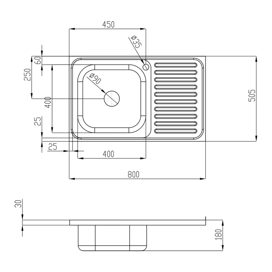 Кухонна мийка Lidz 5080-L 0,8 мм Decor (LIDZ5080LDEC06)