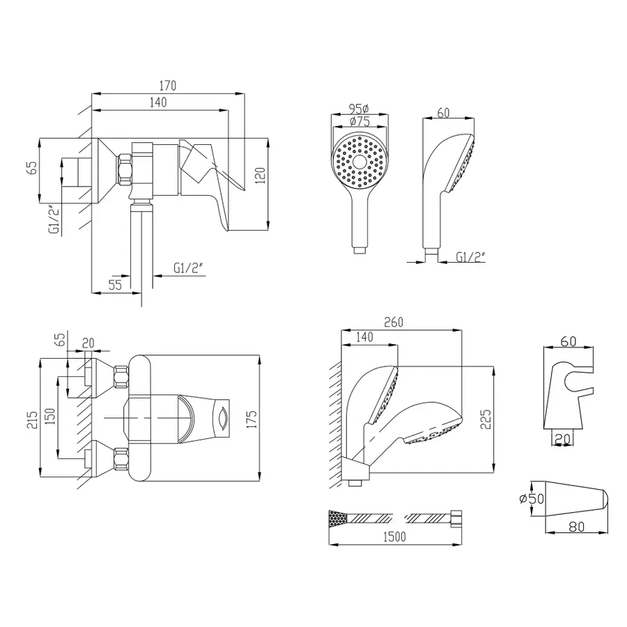 Змішувач для душу Lidz (CRM) J-Lex 40 010