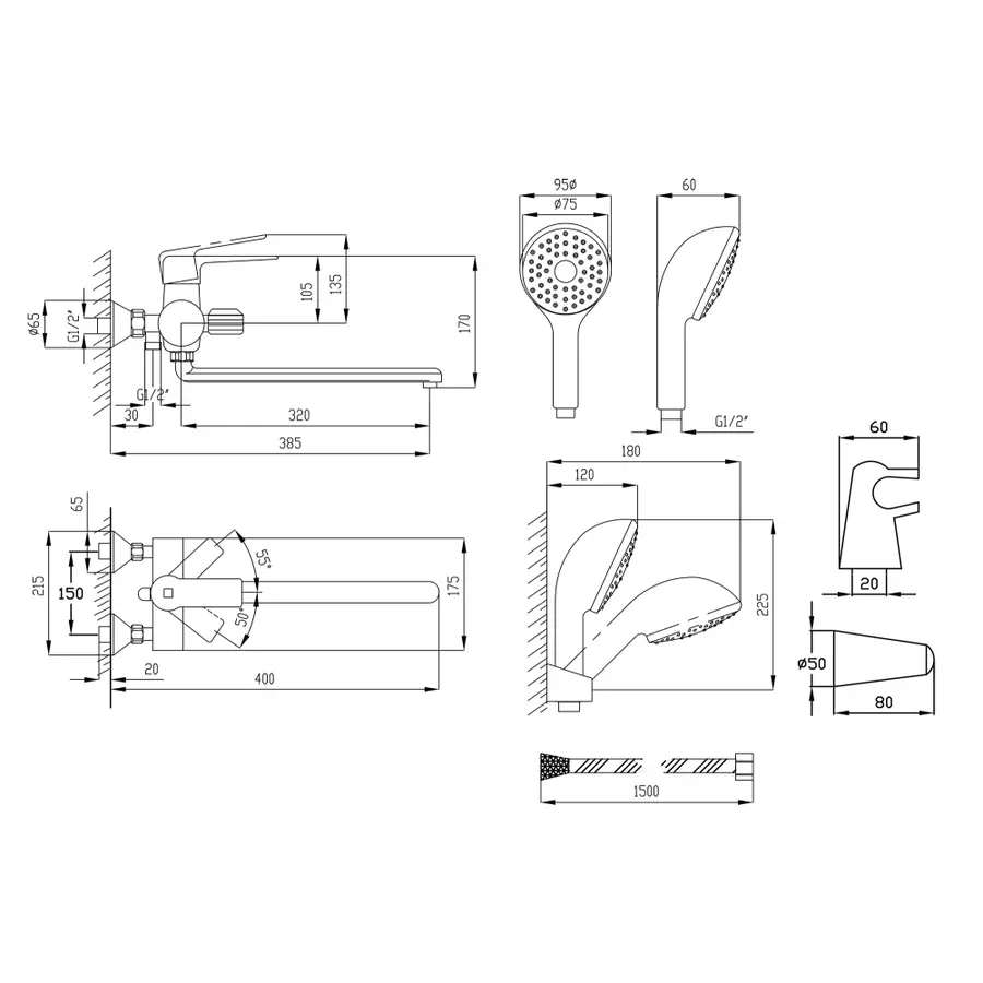 Змішувач для ванни Lidz (CRM) Spark 82 005-1 New