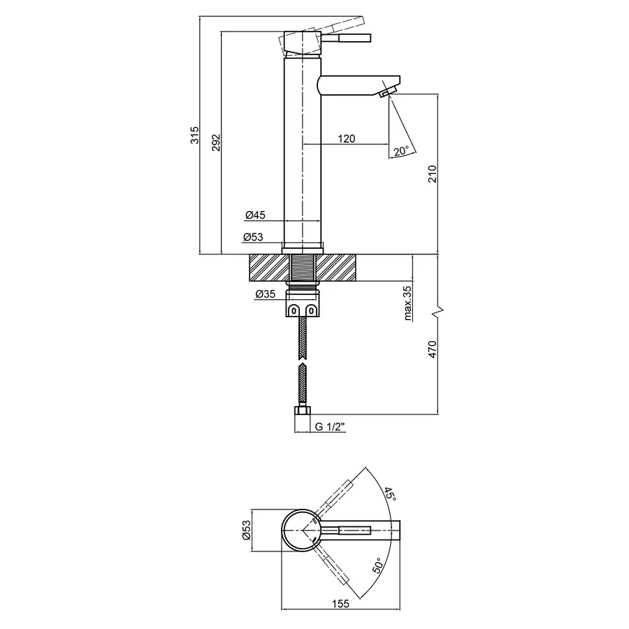 Змішувач для раковини Lidz (NKS) 12 32 001F-1