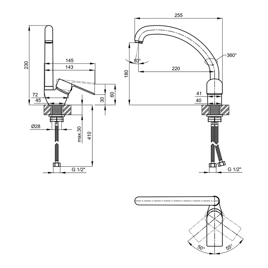 Змішувач для кухні Lidz (CRM) 23 48 008-3