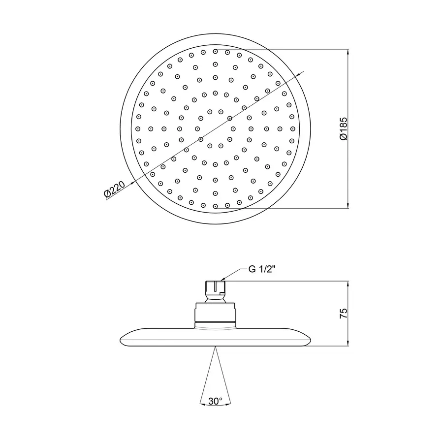 Лійка для верхнього душу Qtap Hlavova A245O1ZCC