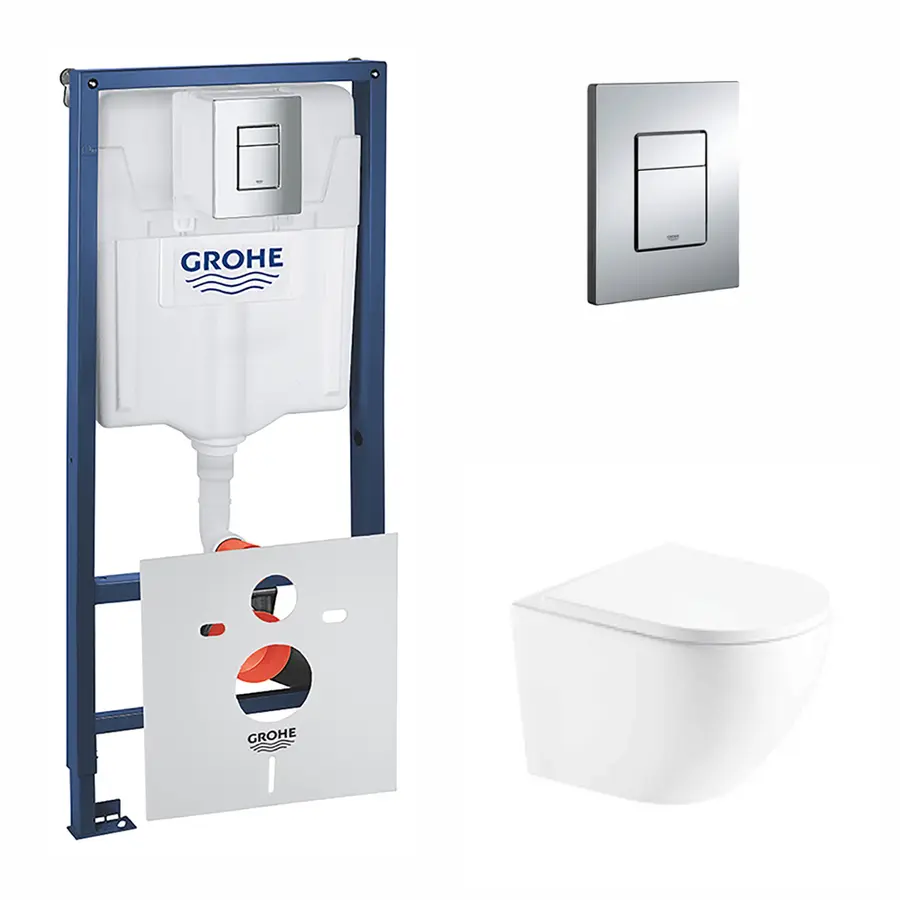 Набір інсталяція 4 в 1 Grohe Rapid SL 38772001 + унітаз з сидінням Qtap Robin QT1333046ENRW