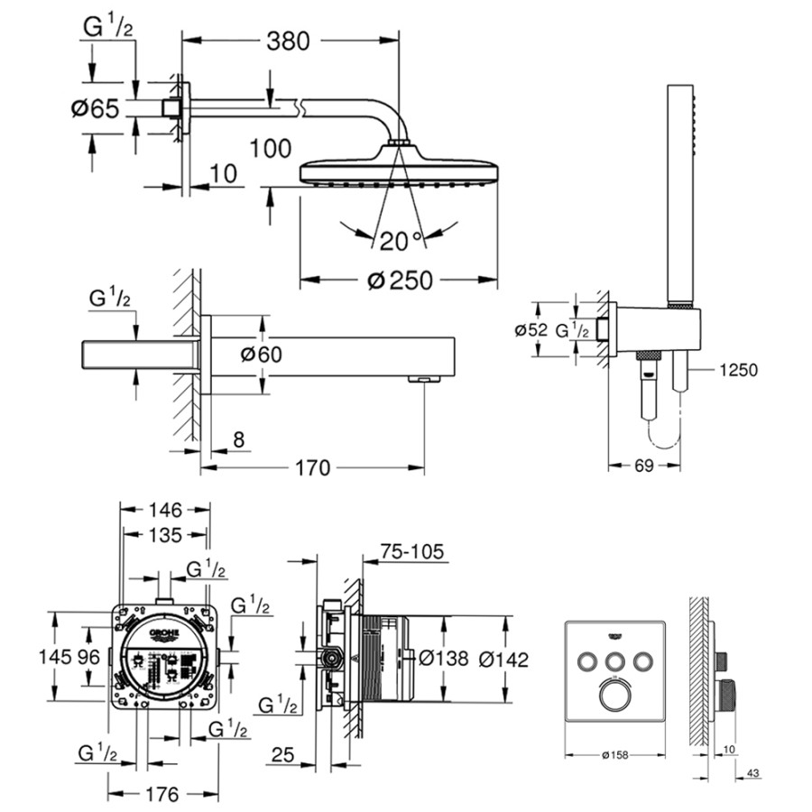 Душова система Grohe Grohtherm SmartControl 26415SC2