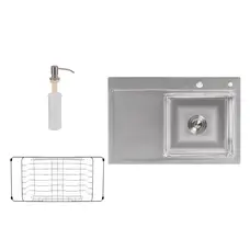 Кухонна мийка Lidz H7851R 3.0/0.8 мм Brush + сушарка + дозатор для миючого засобу