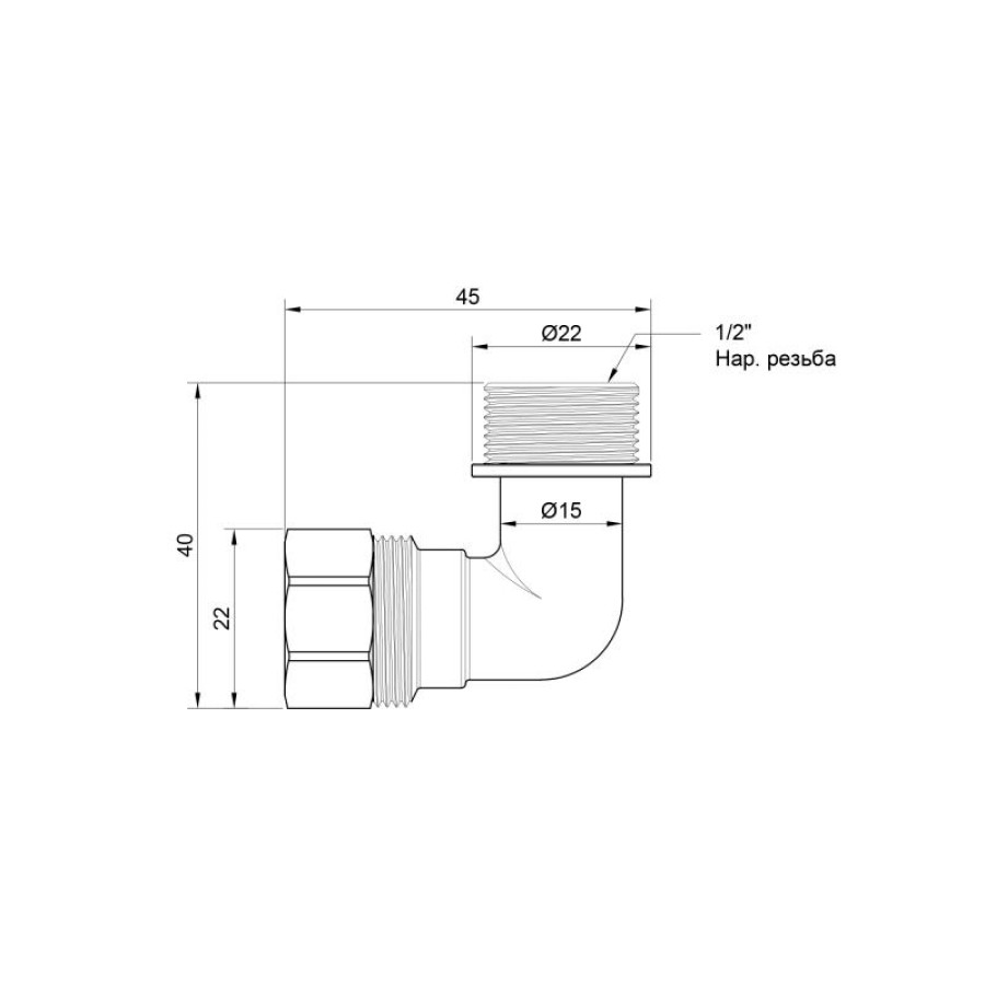 Кутик обтискний SD Plus 16х1/2" ЗР SD157W1615