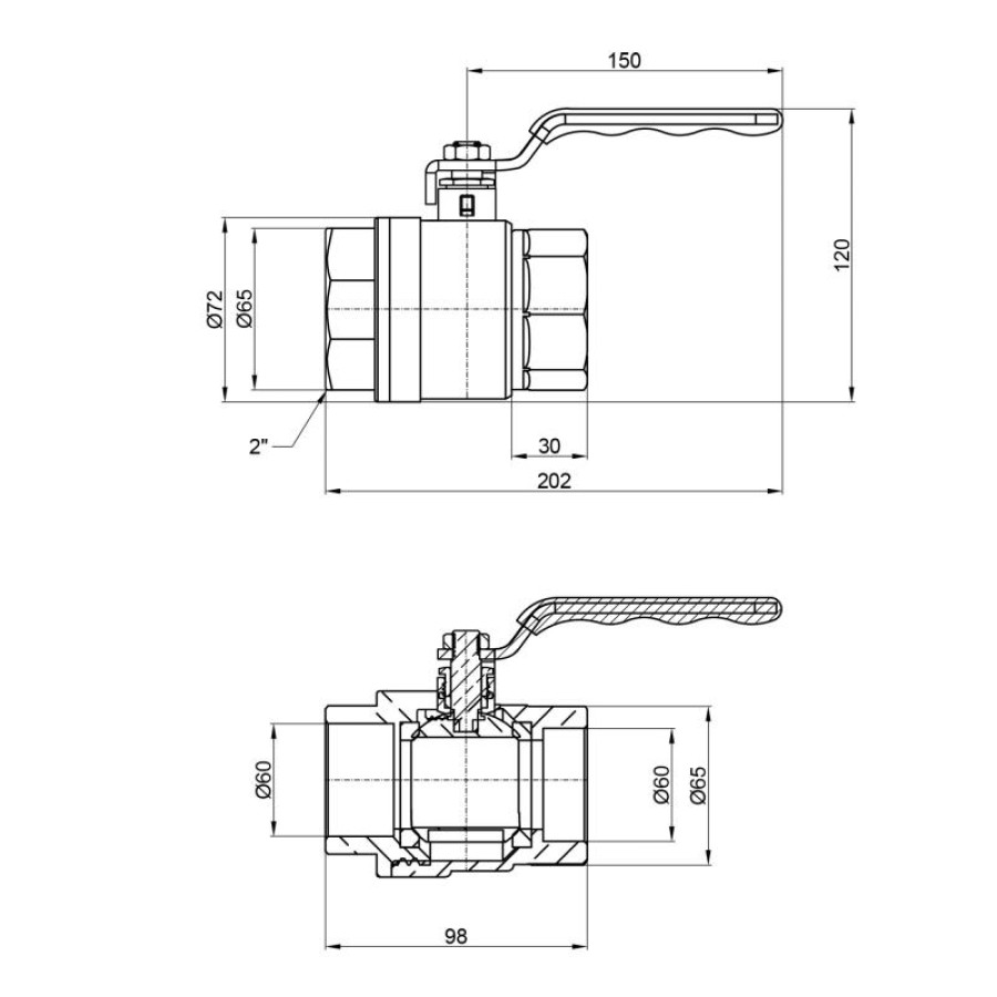 Кран кульовий SD Plus 2" ВР для води (важіль) SD600NW50PN40