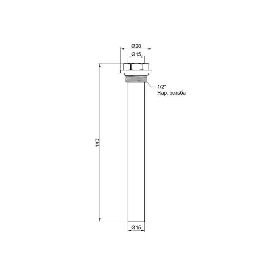 Штуцер для виносного давача SD Plus 140х13х1/2" SD256W15