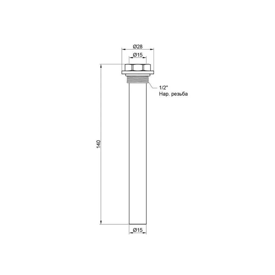 Штуцер для виносного давача SD Plus 140х13х1/2" SD256W15