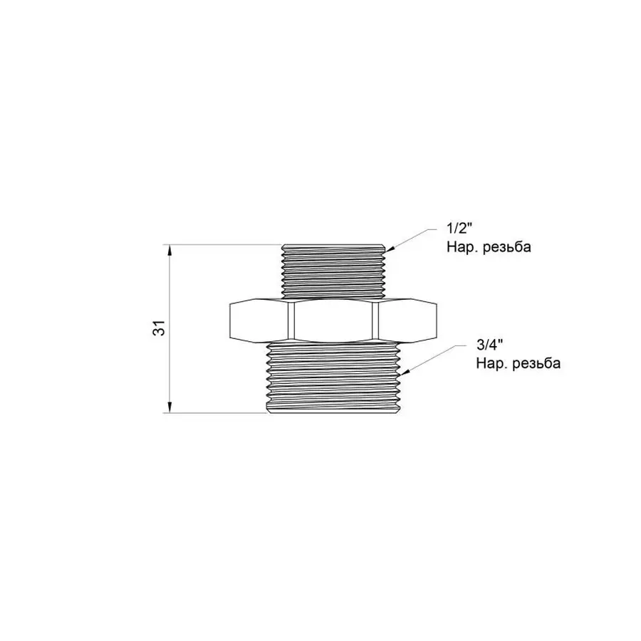 Ніпель Icma 1/2"х3/4" ЗР №1211