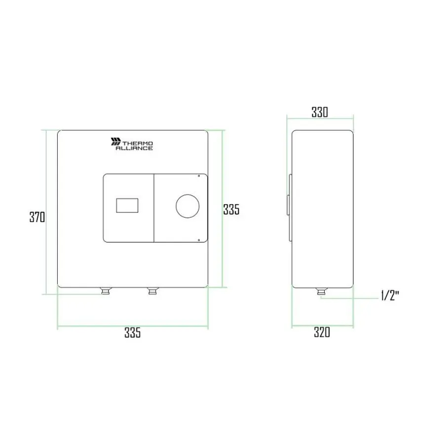 Водонагрівач електричний Thermo Alliance 15 л над мийкою вертикальний, мокрий ТЕН 1,5 кВт SF15X15N