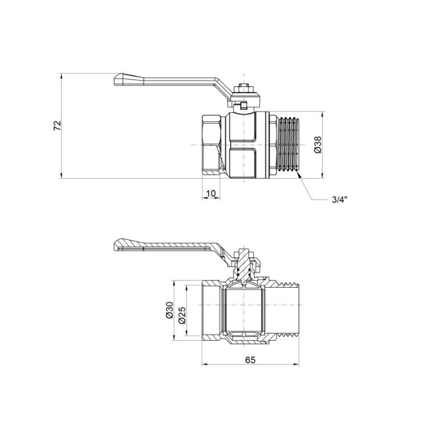 Кран кульовий Icma 3/4" прямий №352