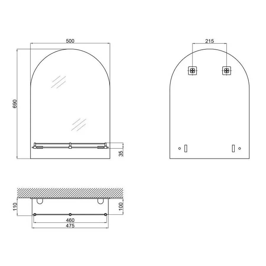 Дзеркало Lidz 140.07.03 500х690х110 з полицею