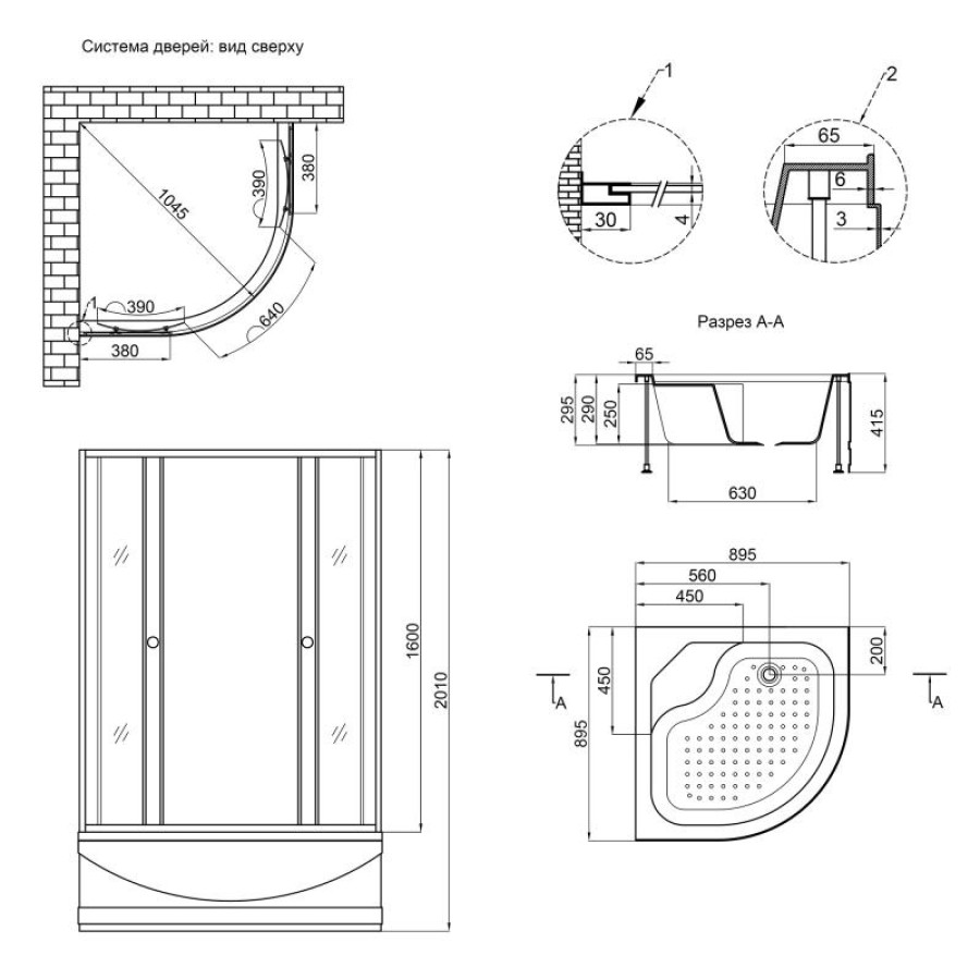 Душова кабіна Lidz Wieza SC90x90.SAT.HIGH.L, скло Linie 4 мм