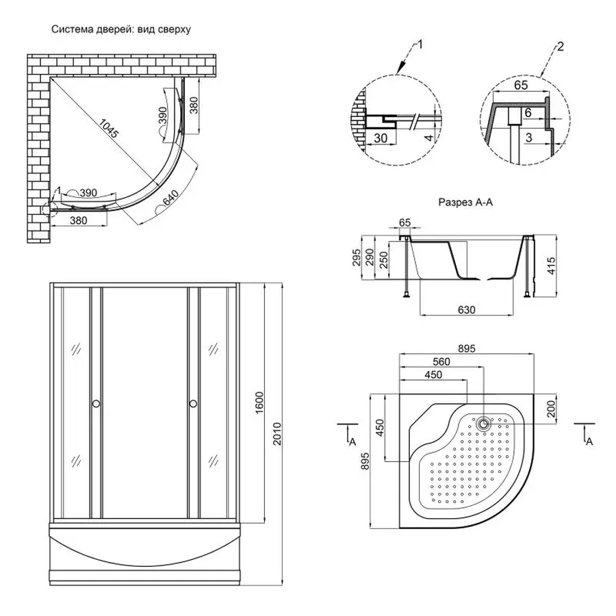 Душова кабіна Lidz Wieza SC90x90.SAT.HIGH.L, скло Linie 4 мм