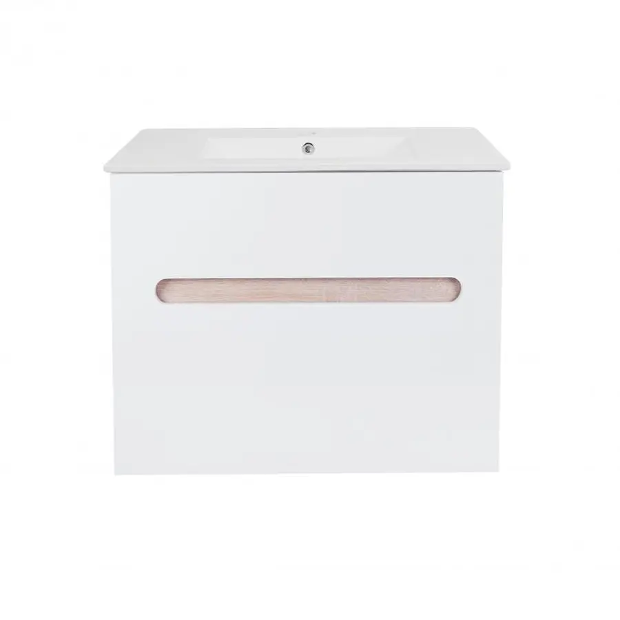 Комплект Qtap Virgo 800х580х437 White/Whitish oak тумба підвісна + раковина урізна QT1872TPА8013080CW
