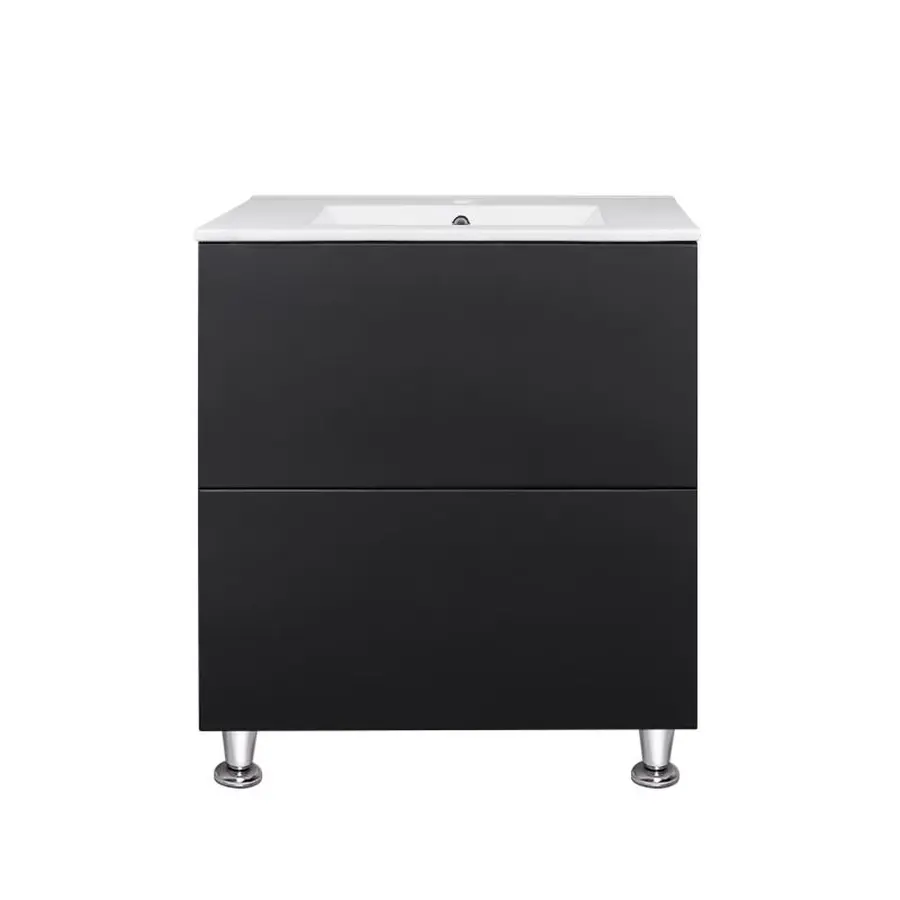 Комплект Qtap Tern 700х725х437 Matt black тумба підлогова + раковина урізна QT1771TNL7023070CMB