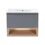 Комплект Qtap Robin 700х580х437 Graphite/Whitish oak тумба підвісна + раковина урізна QT1372TPВ7002GWO