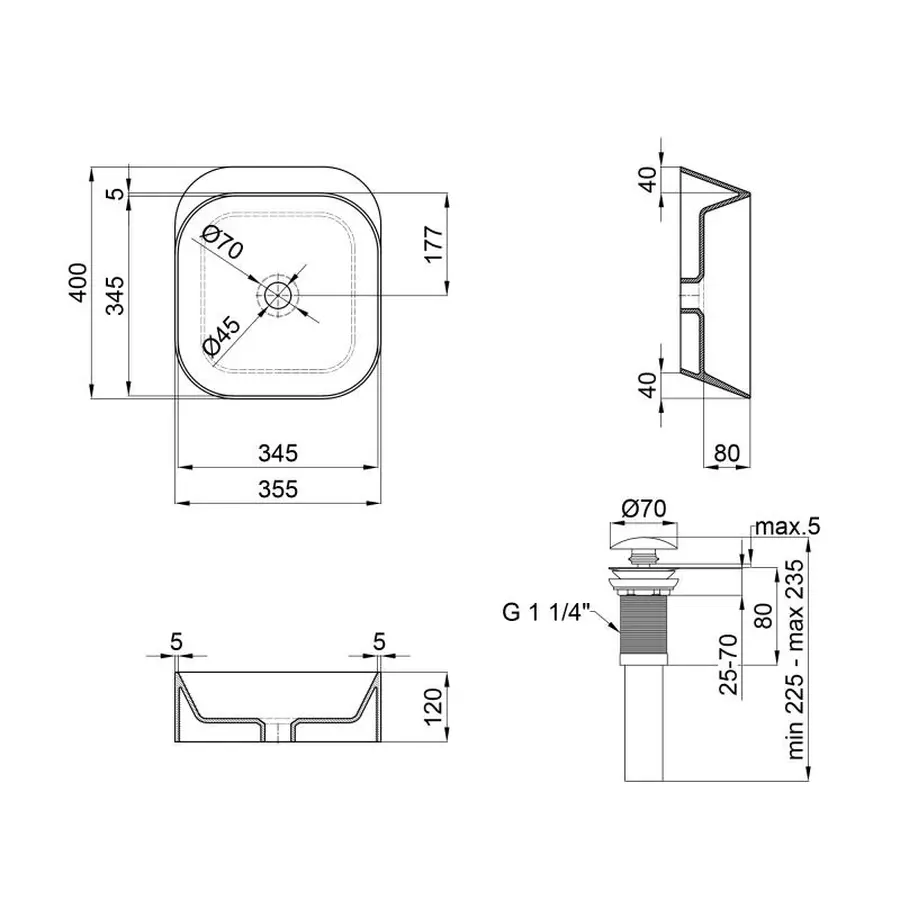 Раковина-чаша Qtap Scorpio 350х390х120 White з донним клапаном QT14112241W