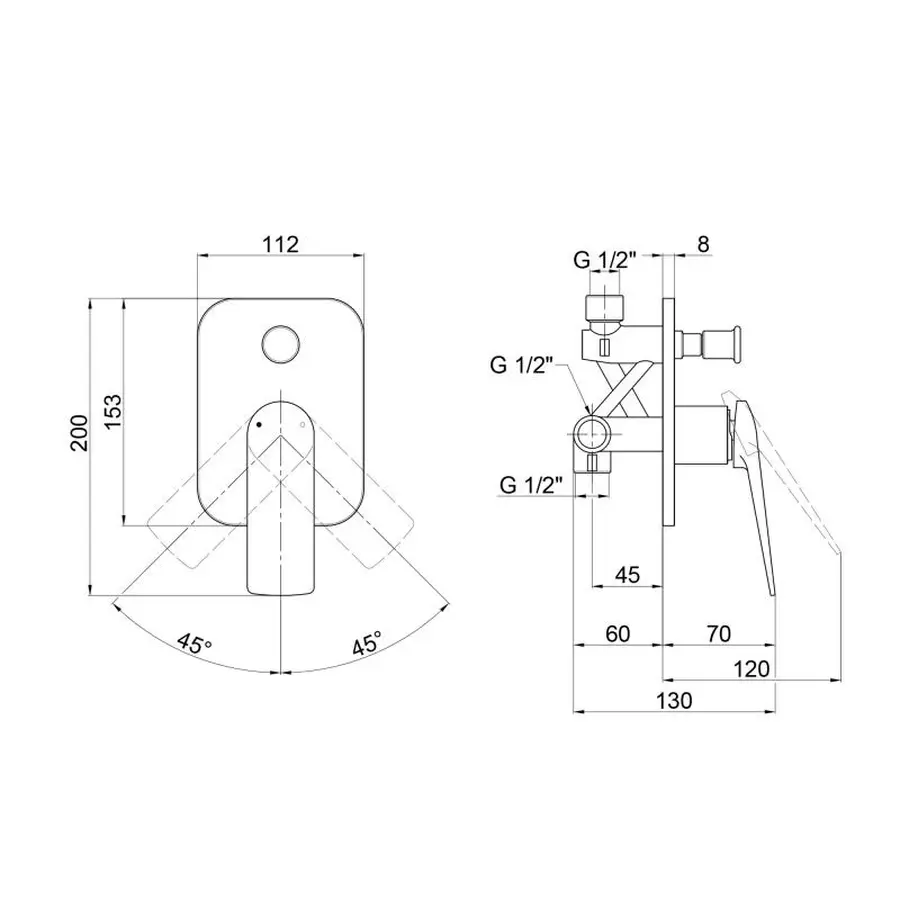Змішувач прихованого монтажу для душу Qtap Vlasta 6028102NC для двох споживачів