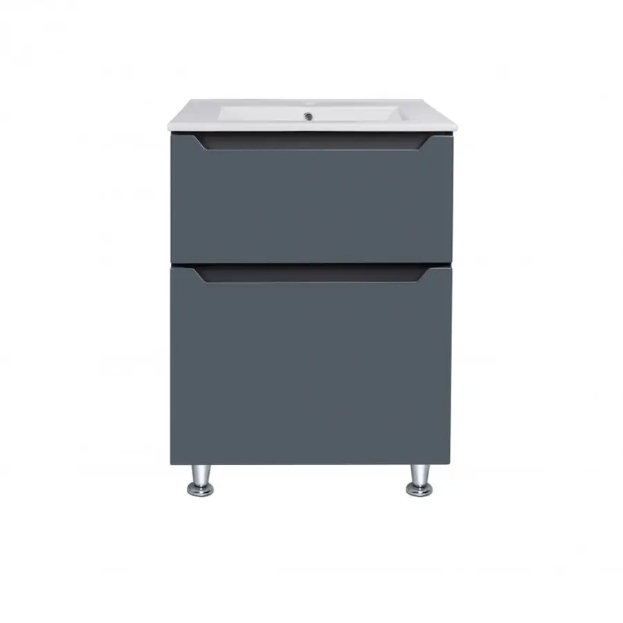 Комплект Qtap Scorpio 605х825х460 Graphite тумба підлогова + раковина урізна QT1471TNВ6023060CG