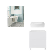 Комплект меблів для ванної Qtap тумба + раковина + дзеркало QT044VI43011
