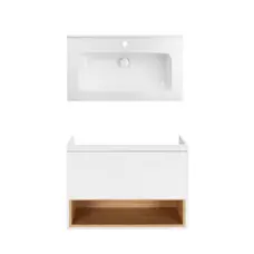 Комплект Qtap тумба підвісна Robin 800х580х437 мм White/Whitish oak + раковина урізна Albatross 01 QT71RO44037