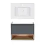 Комплект Qtap тумба підвісна Robin 700х580х437 мм Graphite/Whitish oak + раковина урізна Albatross E QT71RO44049