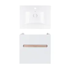 Комплект Qtap тумба підвісна Virgo 600х580х437 мм White/Whitish oak + раковина урізна Albatross QT71V44070