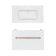 Комплект Qtap тумба підвісна Virgo 800х580х437 мм White/Whitish oak + раковина урізна Albatross 9H QT71V44081