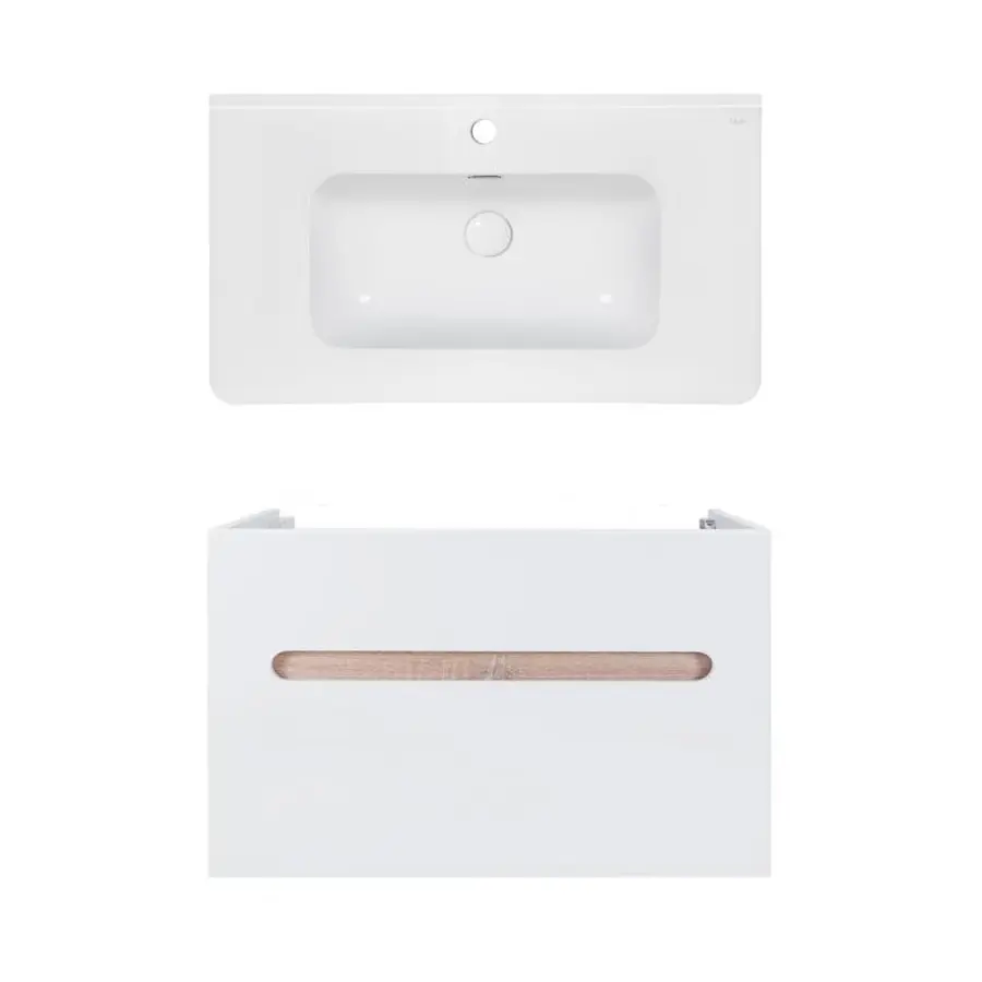 Комплект Qtap тумба підвісна Virgo 800х580х437 мм White/Whitish oak + раковина урізна Albatross 9H QT71V44081