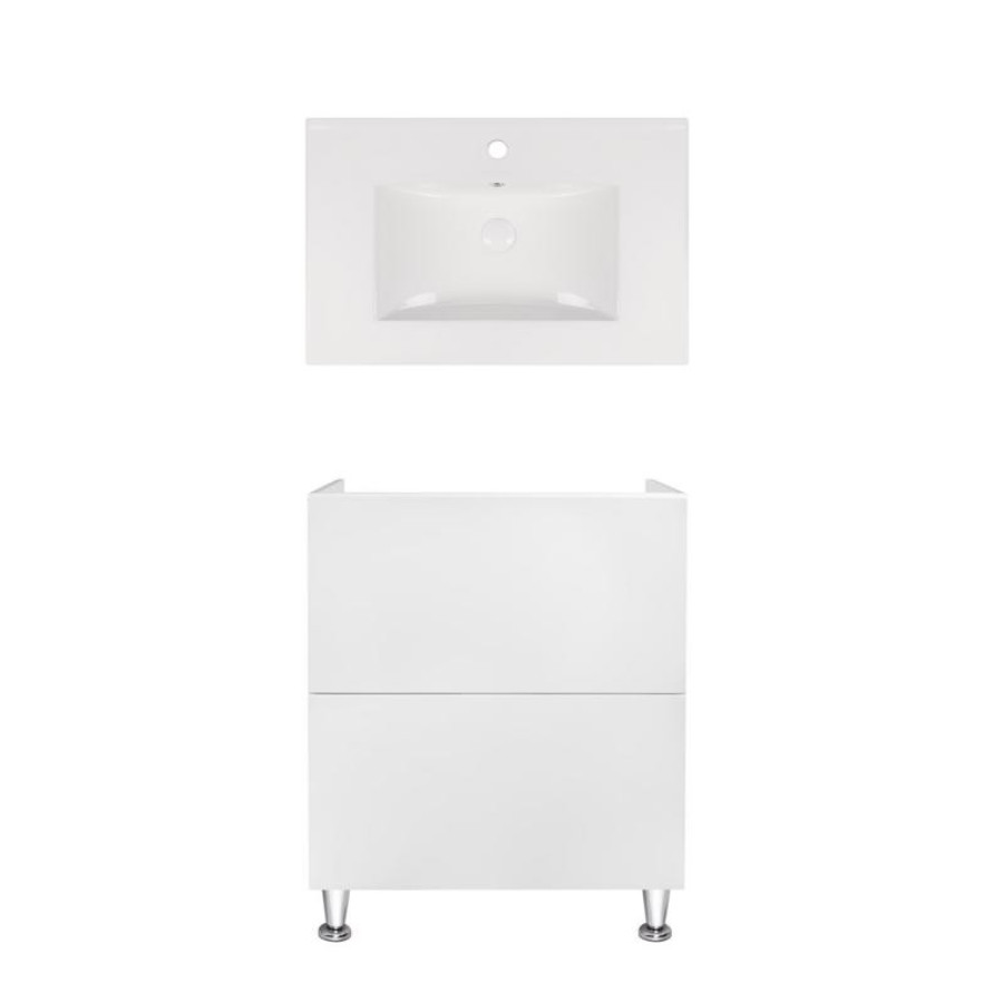 Комплект Qtap тумба підлогова Tern 700х725х437 мм White + раковина урізна Albatross New QT71TE44091