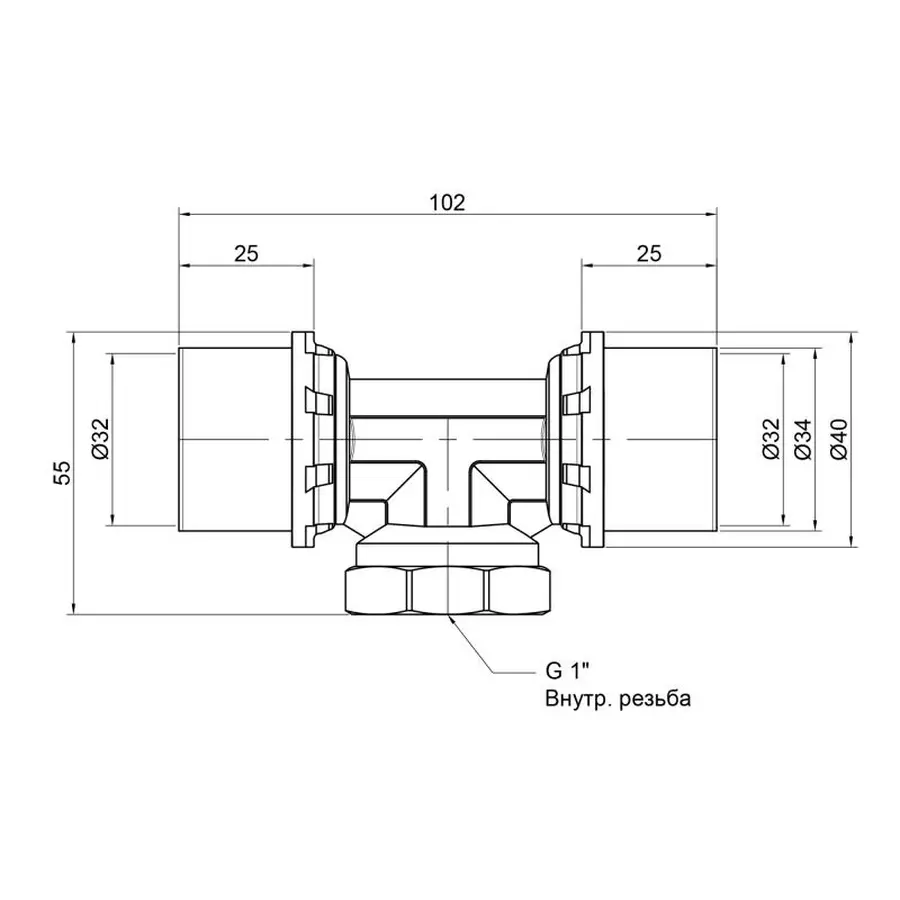 Трійник прес Icma 32х1"х32 ВР №408