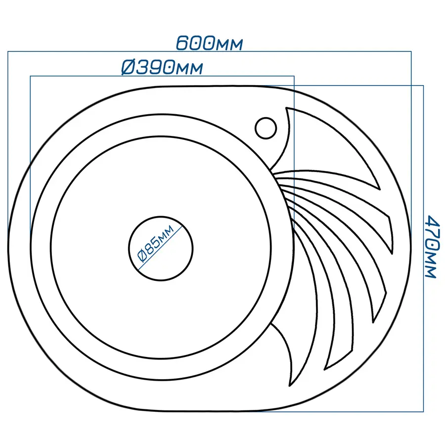 Гранітна кухонна мийка Valetti 13R 600x470мм