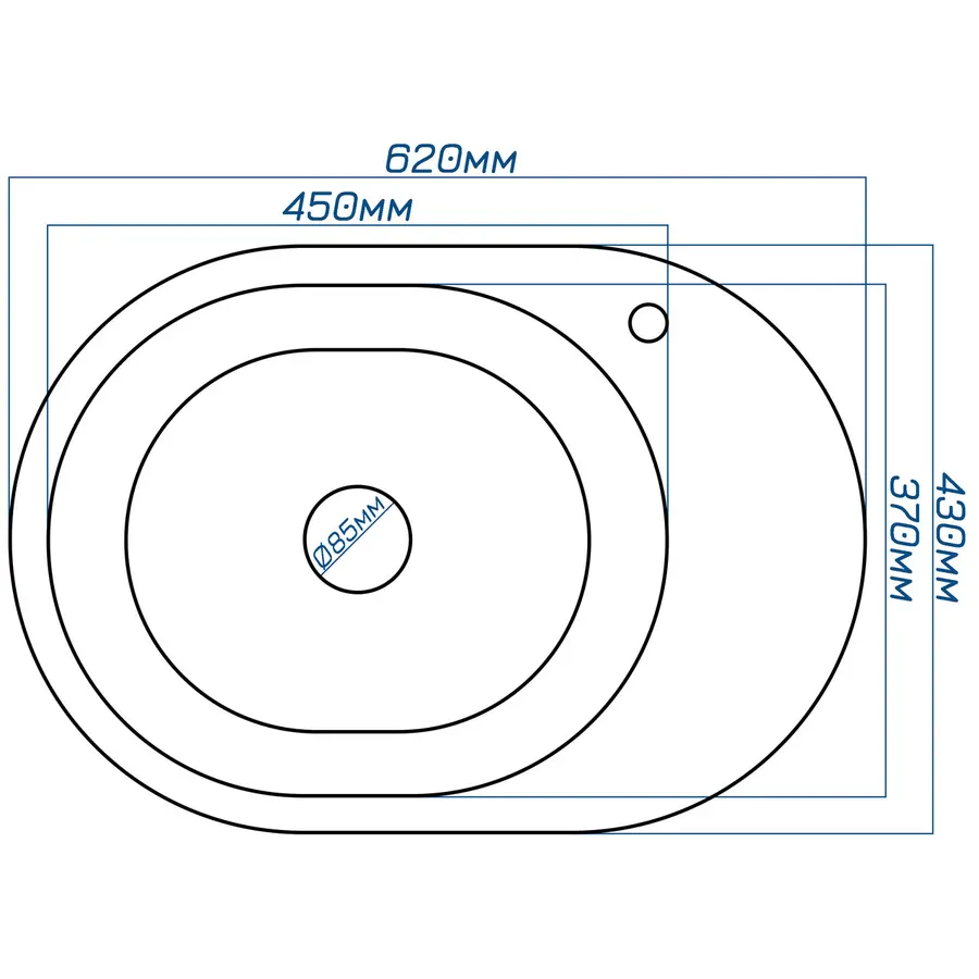 Гранітна кухонна мийка Valetti 62R 430х620 мм