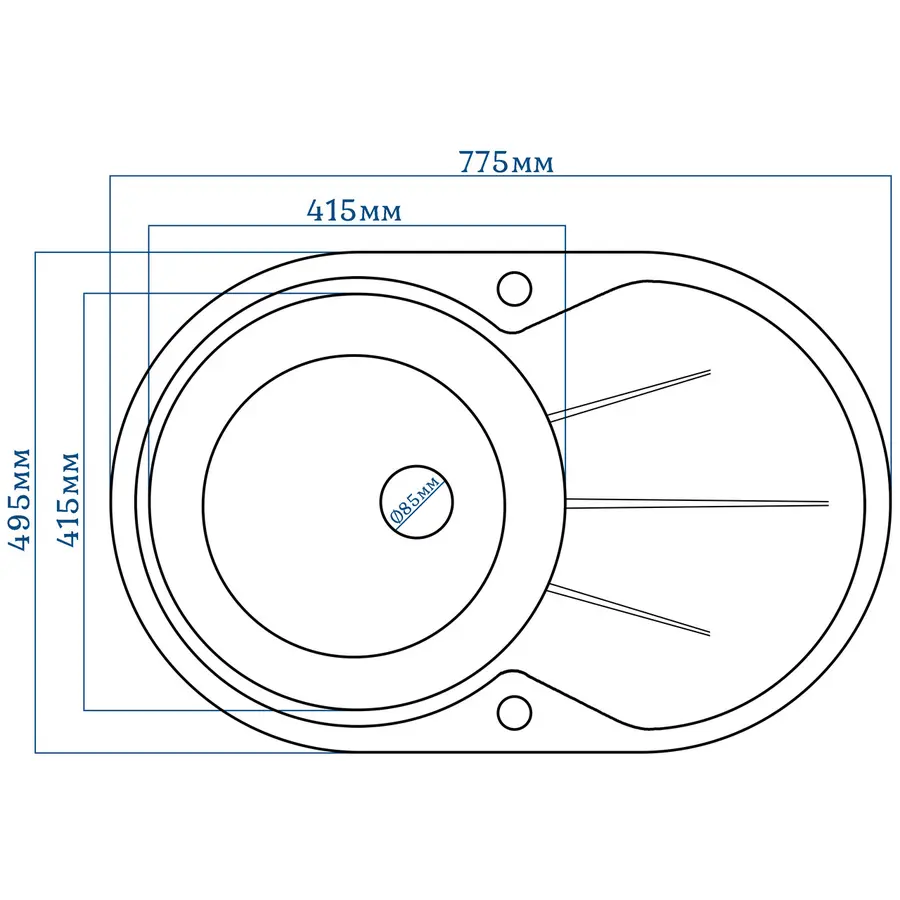 Гранітна кухонна мийка EcoLine 18D 775x495мм Терра