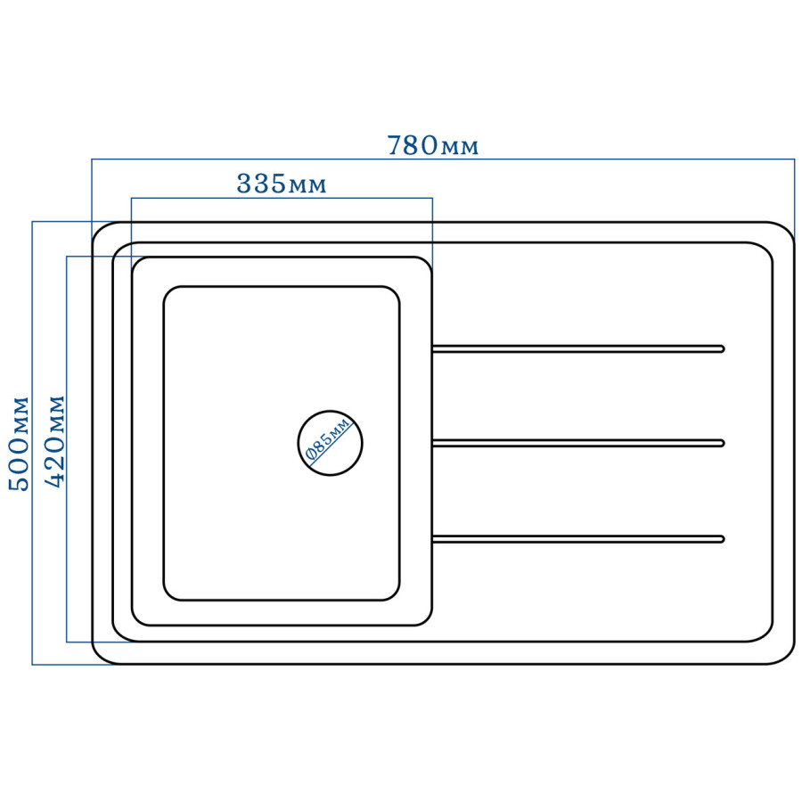 Гранітна кухонна мийка EcoLine 24N 780x500мм Терра