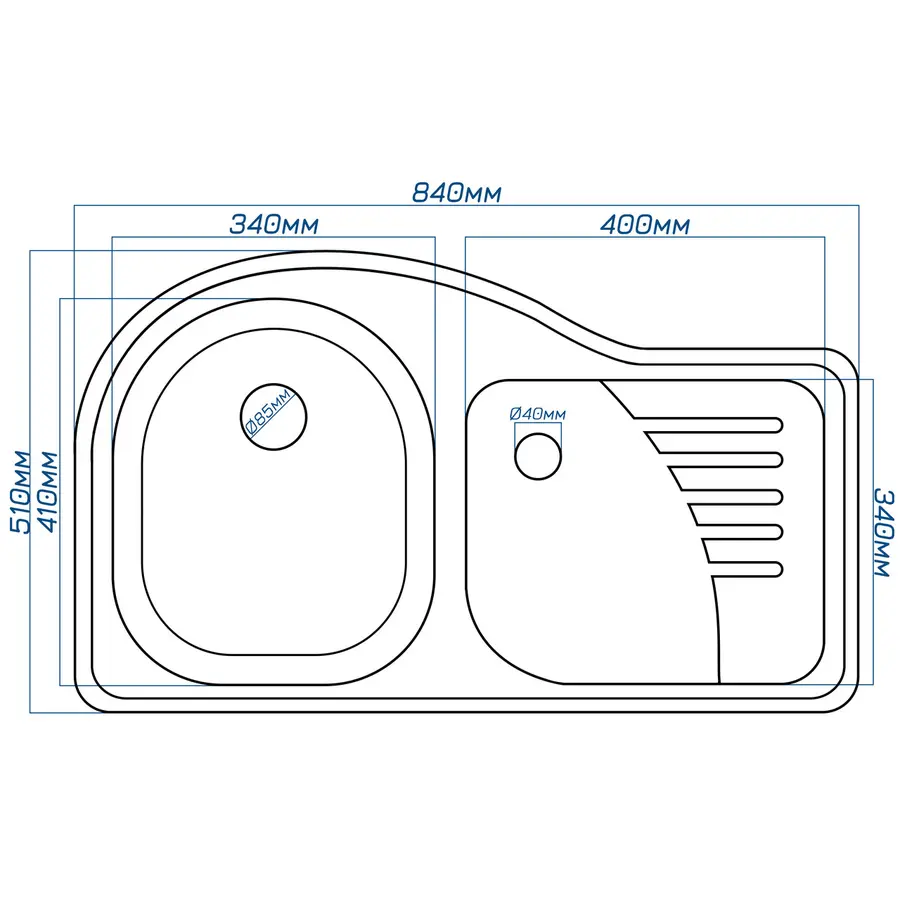 Гранітна кухонна мийка Valeti 52 510x840 мм