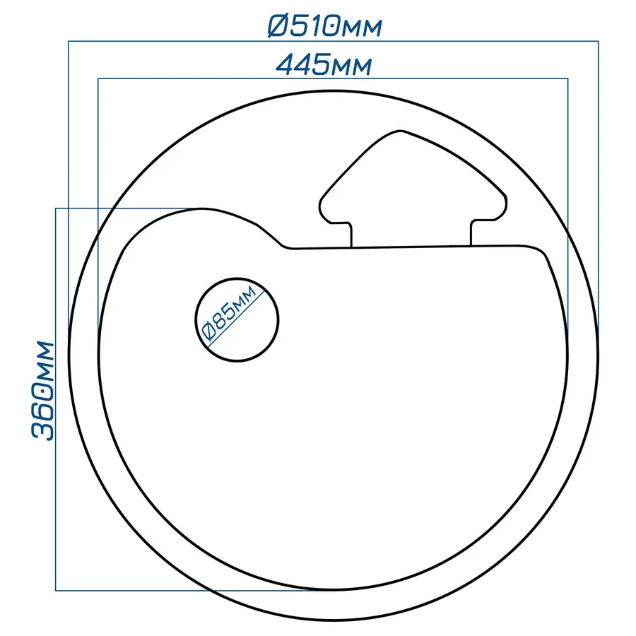 Гранітна кухонна мийка Valeti 68N 510 мм
