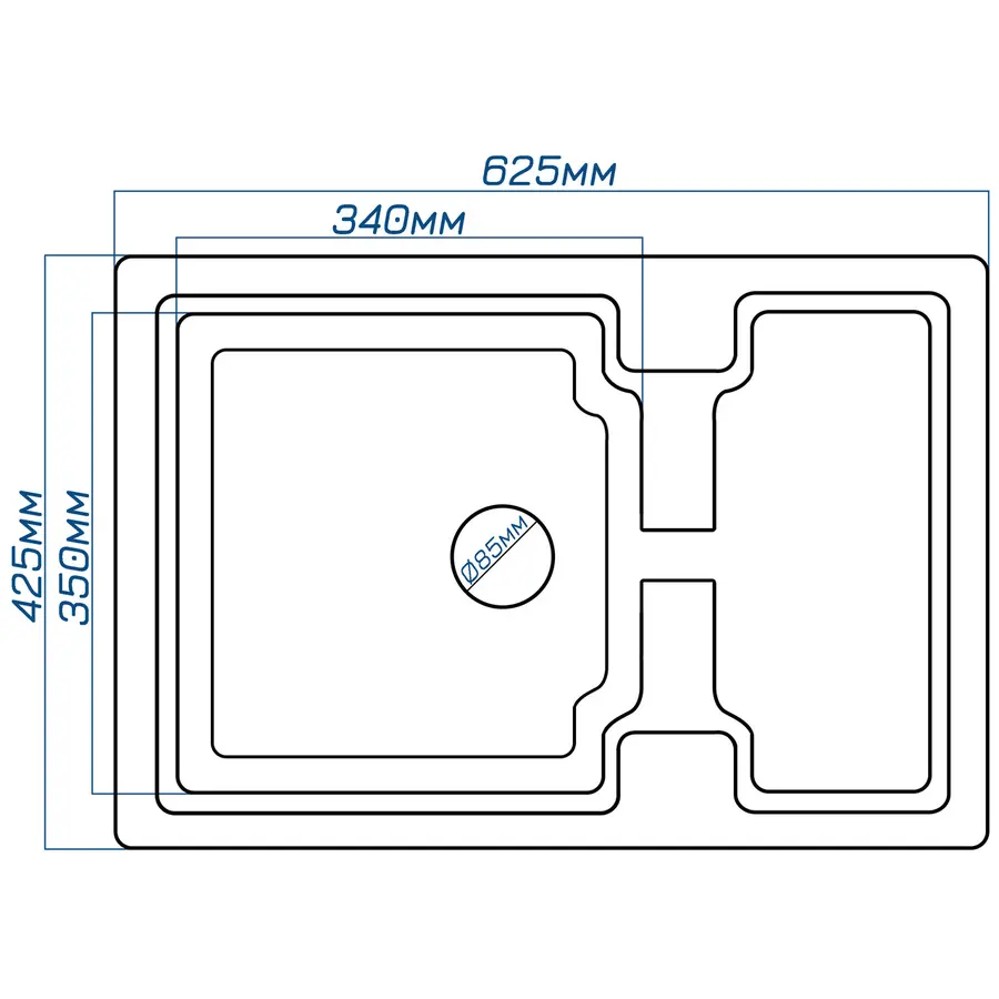 Гранітна кухонна мийка Valetti 78N 425х625 мм