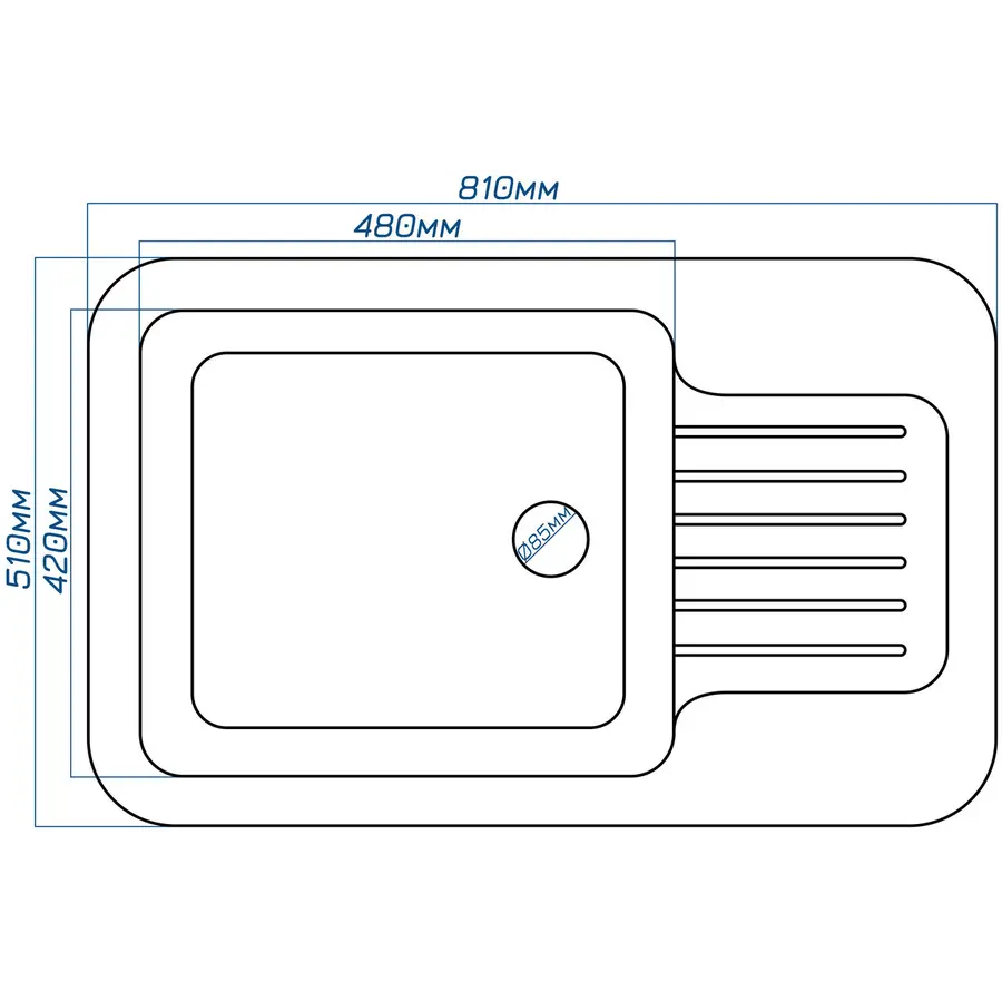 Гранитная кухонная мойка Valetti Europe модель №55 белая 81 * 51