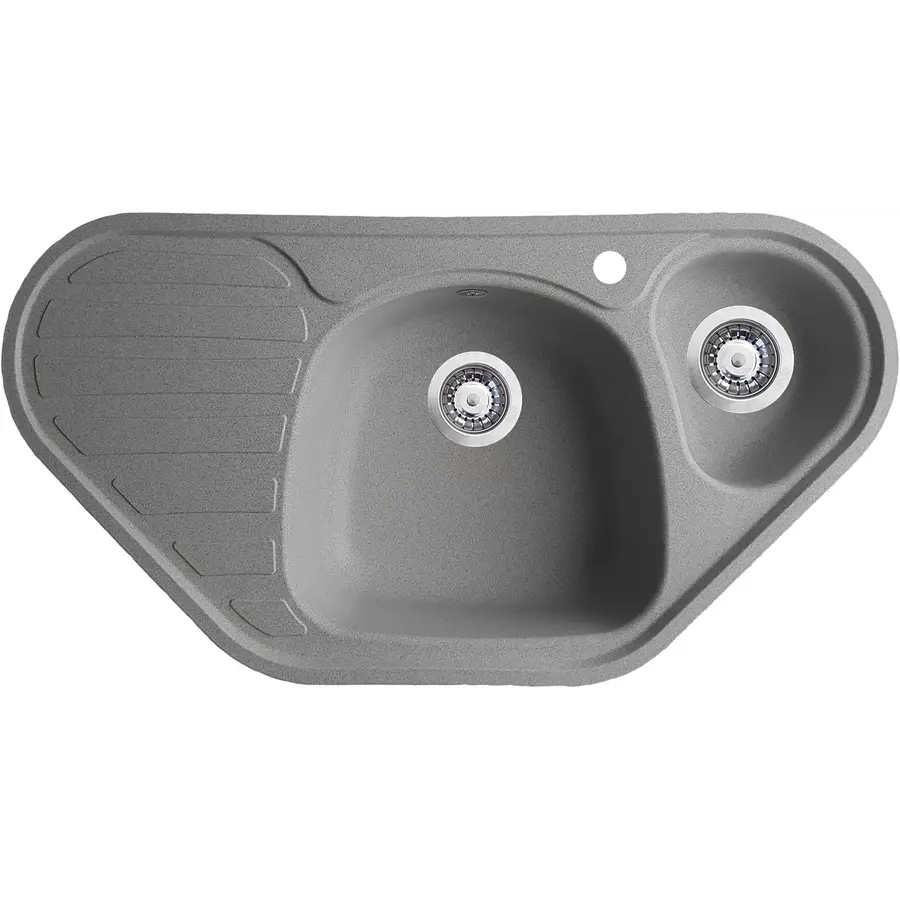 Гранитная угловая мойка Valetti Europe модель №20 серая 95 * 50