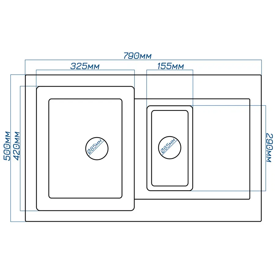 Гранитная мойка Valetti Europe модель №34 белая 79 * 50