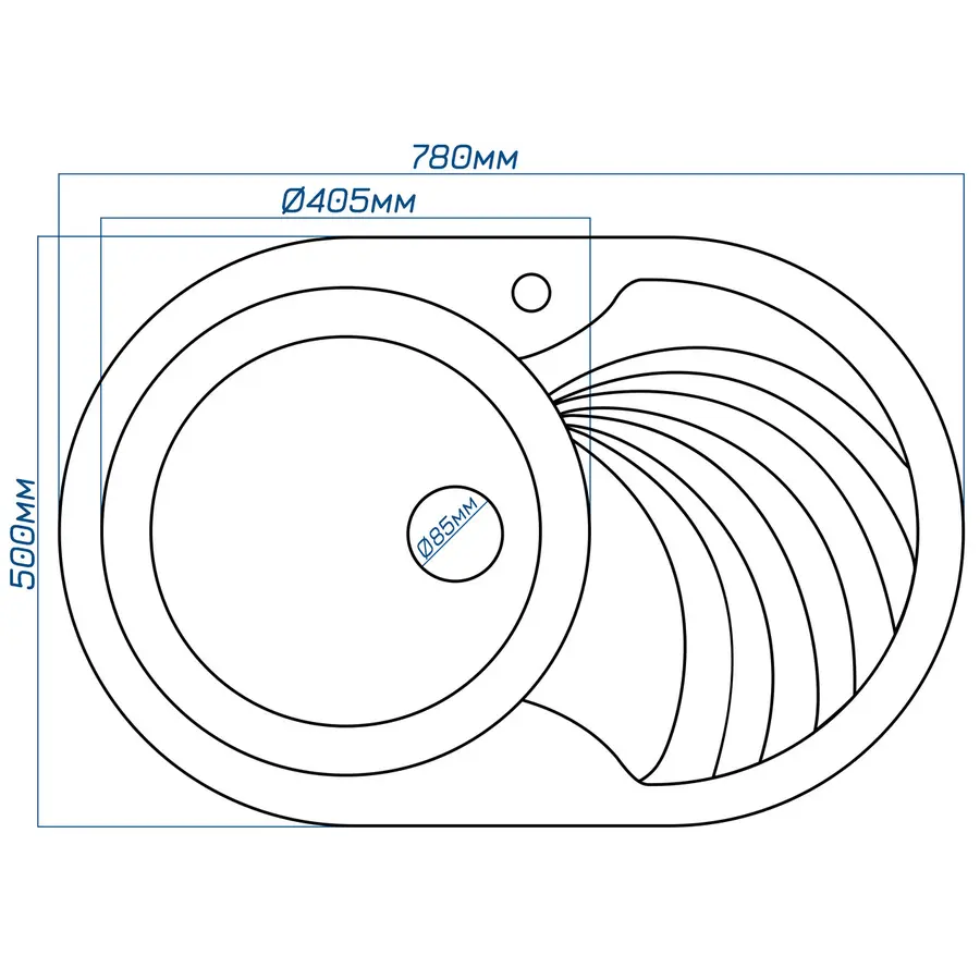 Гранітна кухонна мийка Valetti 33R 500х780 мм